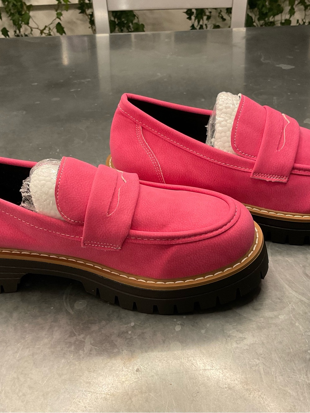 Mulberry Hot Pink Suede Lug Sole Loafers